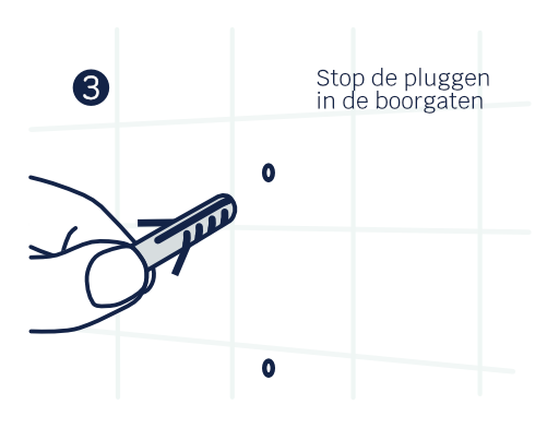 Illustratie van een hand die een plug in een tegelmuur doet