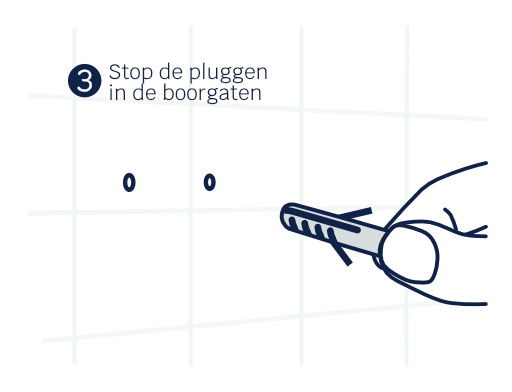 illustratie van een hand die een plug in het gat in de muur stopt